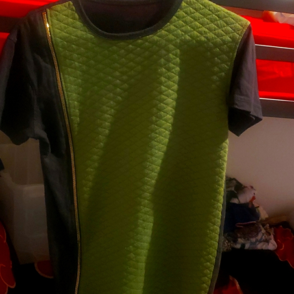 Green Zipper Mens Shirt
